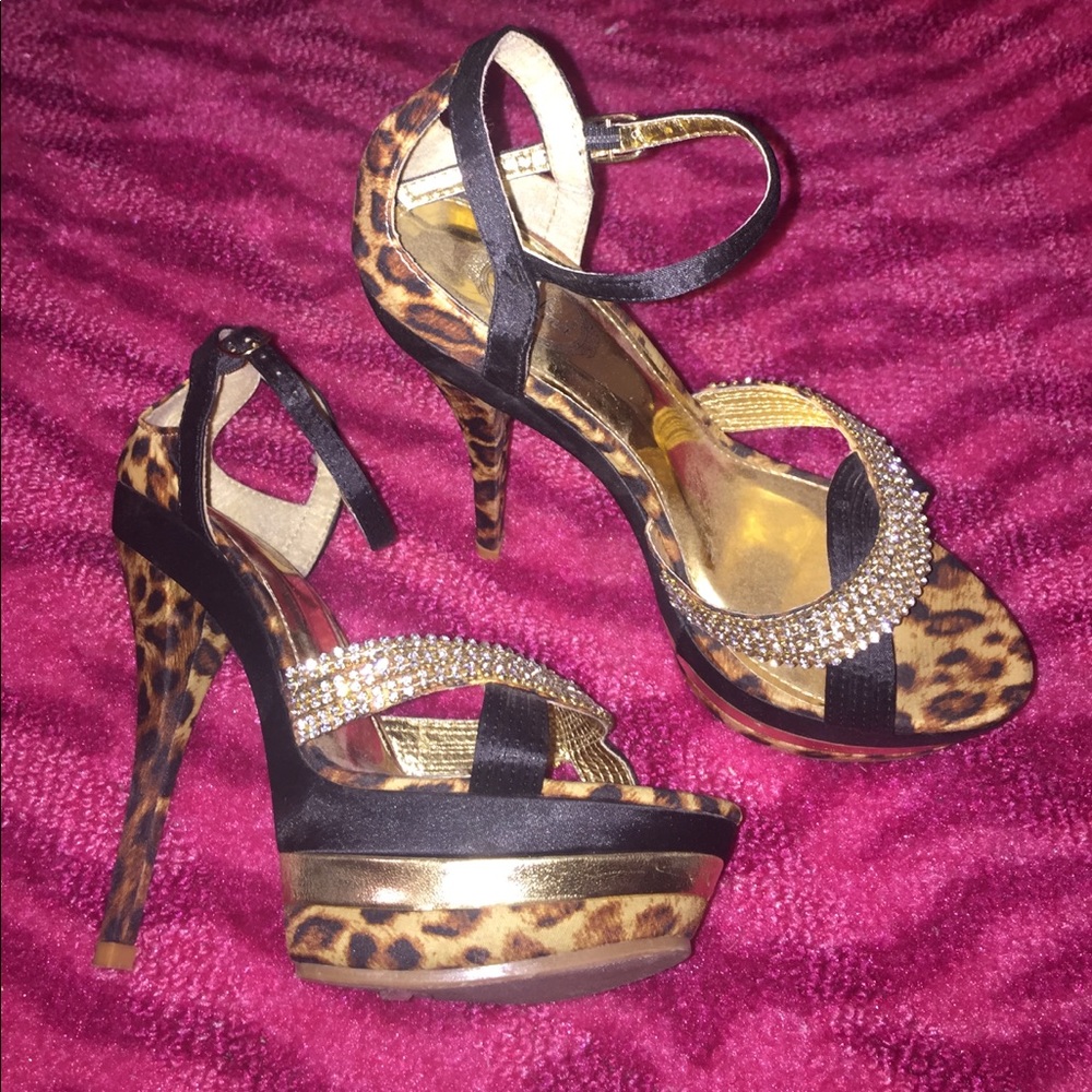 C- Sexy rhinestone and cheetah heels